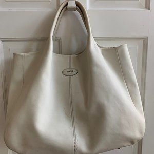 TODS Large White Shopper Tote "24H"